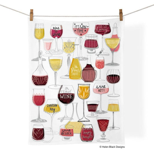 Wine Time Cotton Tea Towel