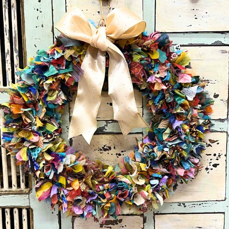 Recycled Sari Wreath Multicolour Large